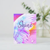 Carte Postale Angel Wing Shine Butterfly Aquarelle Affirmation (Debout devant)