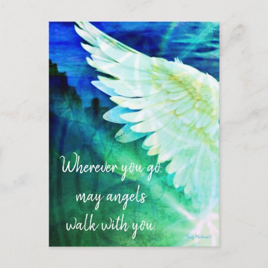 Carte Postale Angels Marchez Avec Vous Gardien Angel Blue Wing (Devant)
