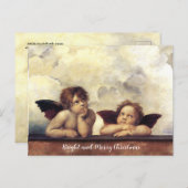 Carte Postale ANGES / Cherubs ailés, Nuages Raffaello Sanzio (Devant / Derrière)