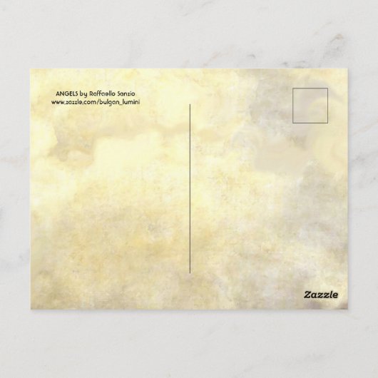 Carte Postale ANGES / Cherubs ailés, Nuages Raffaello Sanzio (Dos)