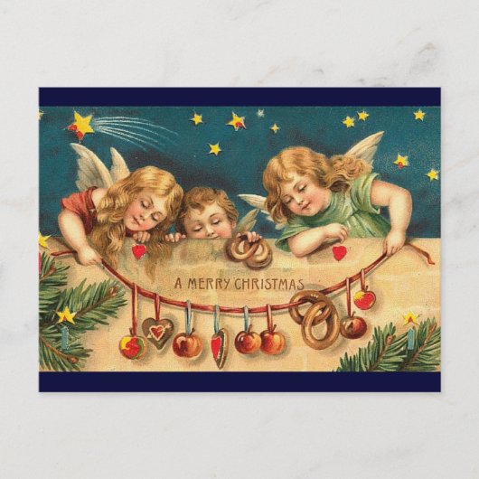 Carte Postale Anges de Noël vintage (Devant)