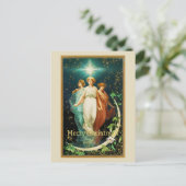 Carte Postale Anges de Noël vintage avec étoile (Debout devant)