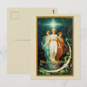 Carte Postale Anges de Noël vintage avec étoile (Devant / Derrière)