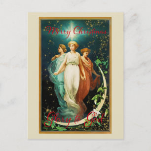 Carte Postale Anges de Noël vintage avec étoile