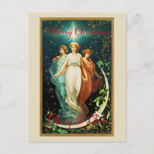 Carte Postale Anges de Noël vintage avec étoile (Devant)