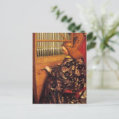 Carte Postale ANGES JOUER MUSIQUE, détail, Parchemin (Debout devant)