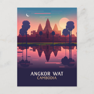 Carte Postale Angkor Wat Sunrise Cambodge Siem Reap Retro