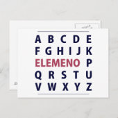 Carte Postale Anglais Alphapbet ELEMENO Song (Devant / Derrière)