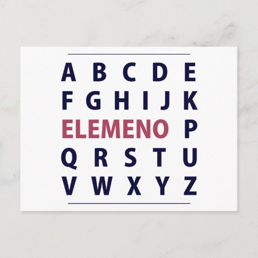 Carte Postale Anglais Alphapbet ELEMENO Song (Devant)