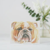 Carte Postale Anglais Bulldog Face Watercolor (Debout devant)
