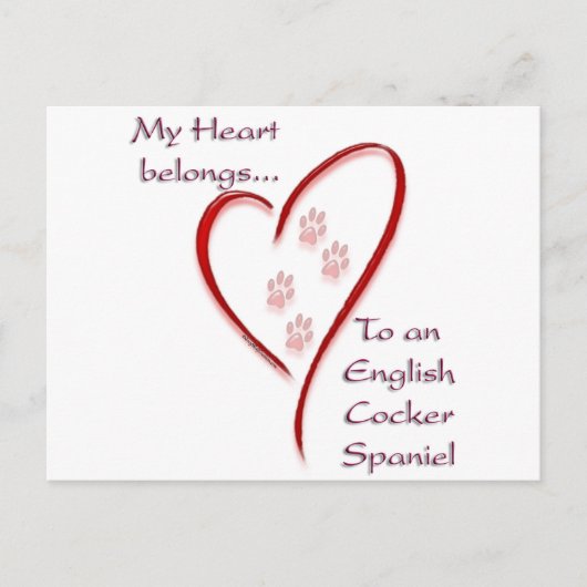 Carte Postale Anglais Cocker Spaniel Coeur Appartient (Devant)