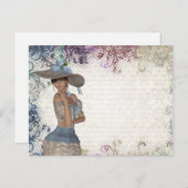 Carte Postale Anglais rose romantique fille (Devant / Derrière)