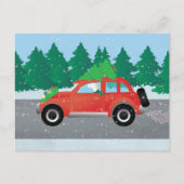 Carte Postale Anglais Setter Chig conduisant une voiture - Arbre (Devant)