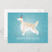 Carte Postale Anglais Setter Joyeux Design d'anniversaire (Devant / Derrière)