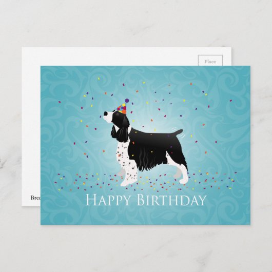 Carte Postale Anglais Springer Spaniel Design Anniversaire. (Devant / Derrière)