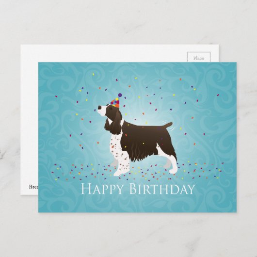 Carte Postale Anglais Springer Spaniel Design d'anniversaire (Devant / Derrière)