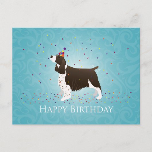 Carte Postale Anglais Springer Spaniel Design d'anniversaire (Devant)