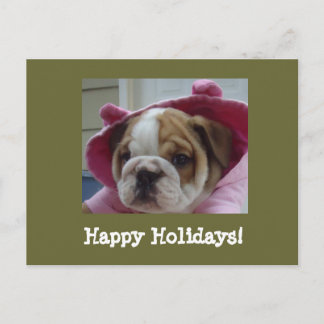 Carte postale anglaise de Bulldog Happy Holidays