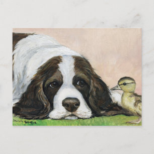 Carte postale anglaise Springer Spaniel et Duckkar