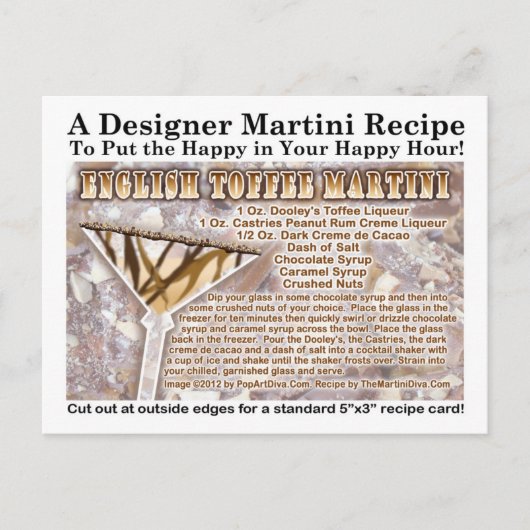 Carte postale anglaise Toffee Martini Recette (Devant)