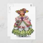 Carte Postale Anglaise vintage en robe élisabéthaine (Devant / Derrière)