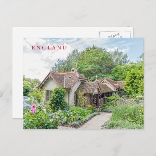 Carte postale anglaise vue cottage (Devant / Derrière)