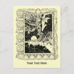 Carte Postale Angle Art Nouveau vintage Avec Modèle Enfant