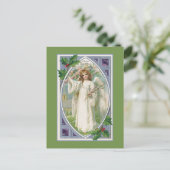 Carte Postale Angle en blanc avec bleu et vert (Debout devant)