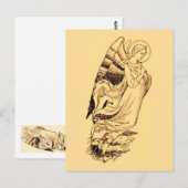 Carte Postale Angle En Rose Et Or (Devant / Derrière)