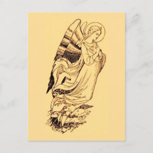 Carte Postale Angle En Rose Et Or