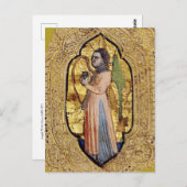 Carte Postale Angle Médiéval Avec Harpe Gold Renaissance Art (Devant / Derrière)