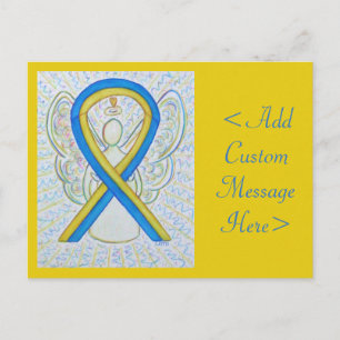 Carte postale Angle ruban de sensibilisation bleu
