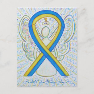 Carte postale Angle ruban de sensibilisation bleu