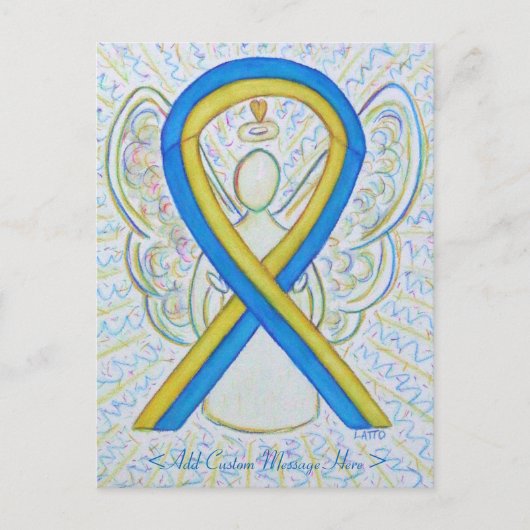 Carte postale Angle ruban de sensibilisation bleu (Devant)