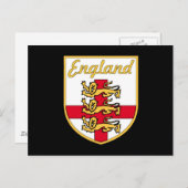 Carte Postale Angleterre, anglais, 3 Lions Badge ou Crest, Black (Devant / Derrière)