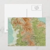 Carte Postale Angleterre et Pays de Galles, section nord (Devant / Derrière)