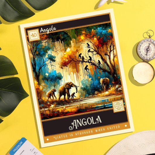 Carte Postale Angola | Peinture Vintage
