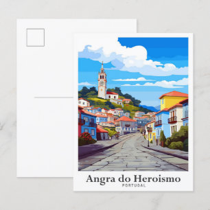 Carte Postale Angra do Heroismo Portugal Travel Art Vintage