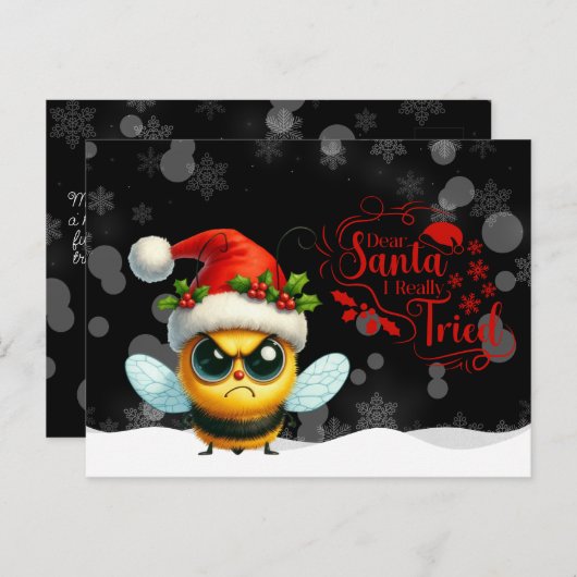 Carte Postale Angry Bee Dear Santa I Really  Tried Postcard (Devant / Derrière)