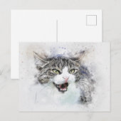 Carte Postale Angry Kitty | ABSTRAIT | Aquarelle (Devant / Derrière)