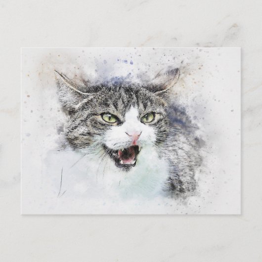 Carte Postale Angry Kitty | ABSTRAIT | Aquarelle (Devant)