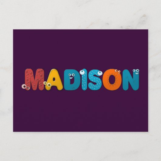 Carte Postale animal alphabet Madison (Devant)