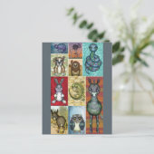 Carte Postale Animal Collage Folk Art Design (Debout devant)