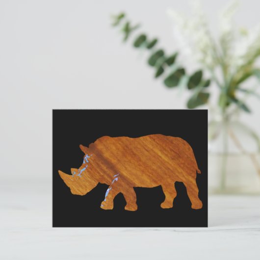 Carte Postale animal zoo rhino de bois (Debout devant)