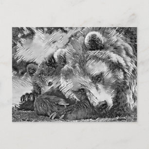 Carte Postale AnimalArtBW_Bear_002