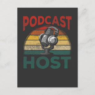 Carte Postale Animateur de podcast vintage podcasting streaming 
