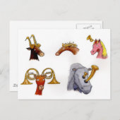 Carte Postale Animaux à cornes (Devant / Derrière)