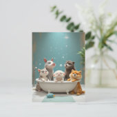 Carte Postale Animaux amusants dans la baignoire (Debout devant)