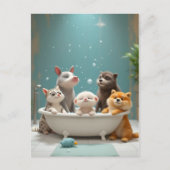 Carte Postale Animaux amusants dans la baignoire (Devant)