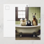 Carte Postale Animaux amusants dans la salle de bain (Devant / Derrière)